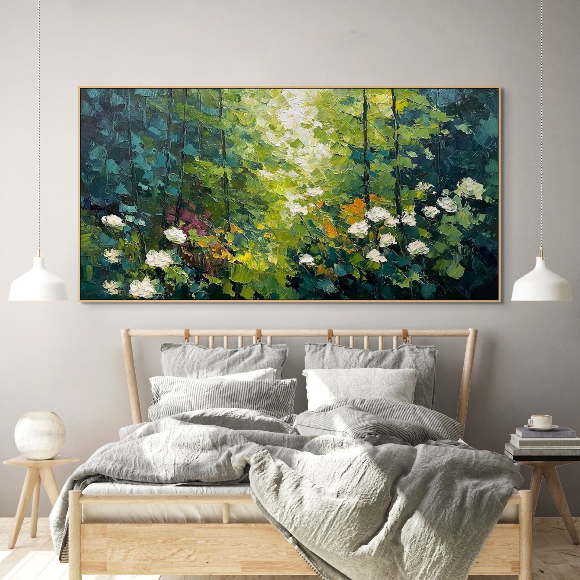 EMERALD GLADE: Textured Palette Knife Forest Landscape Painting