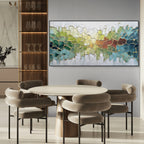EMERALD HORIZON: Impasto Earth Tones Shimmering Gold Veins Canvas