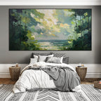 EMERALD OVERLOOK: Impasto Deep Emerald Woods Canvas