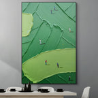 EMERALD FAIRWAY: Textured Golf Wall Art Minimalist Landscape Painting