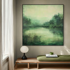 EMERALD MIST: Layered Textured Green Abstract Forest Canvas