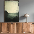 EMERALD MIST: Wabi Sabi Seascape Painting with Textured Green Tones