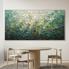 EMERALD MOSAIC: Textured Greens Shimmering Gold Canvas