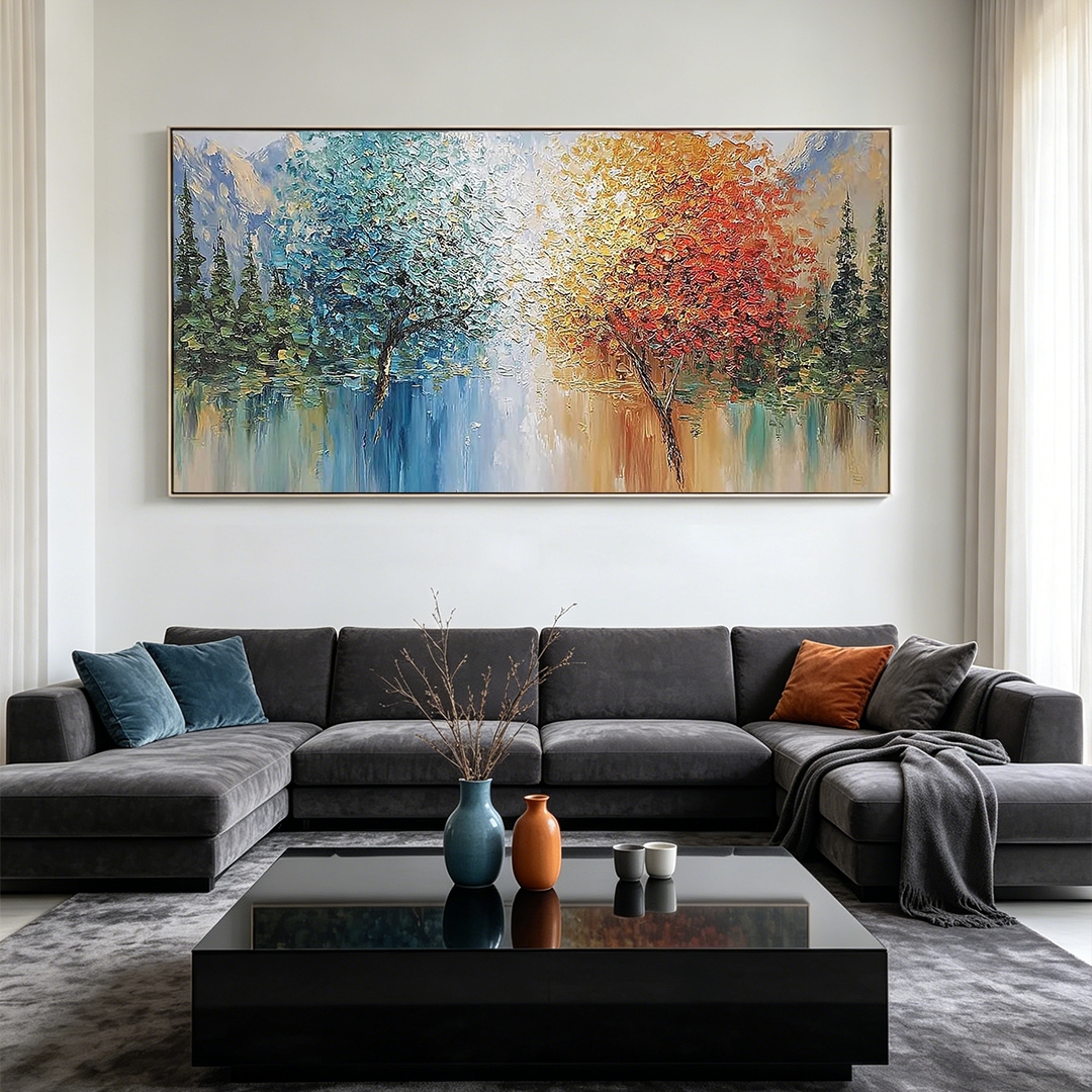 EQUINOX: Impasto Blues Reds Oranges Contrast Landscape Canvas