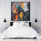 ETERNAL EMBRACE: Abstract Couple Wall Art Romantic Portrait Canvas