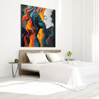 ETERNAL EMBRACE: Abstract Couple Wall Art Romantic Portrait Canvas