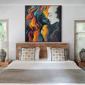 ETERNAL EMBRACE: Abstract Couple Wall Art Romantic Portrait Canvas