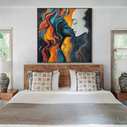 ETERNAL EMBRACE: Abstract Couple Wall Art Romantic Portrait Canvas