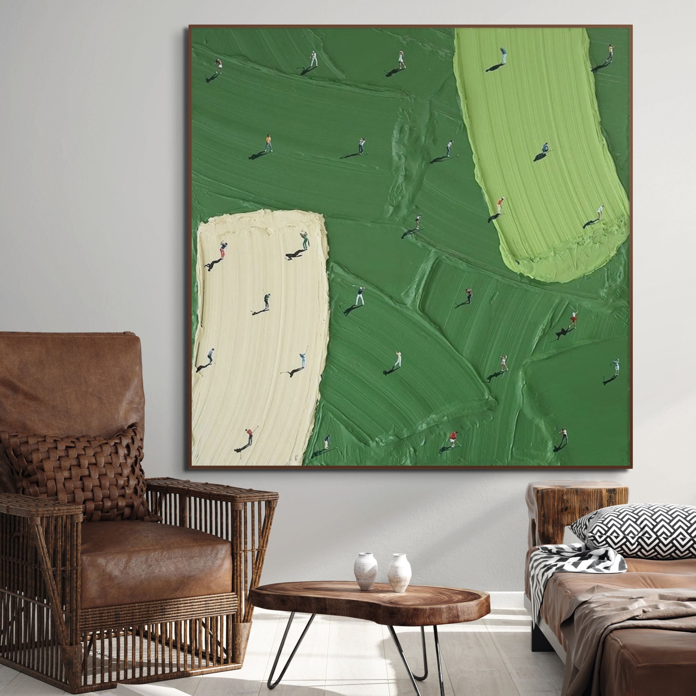 FAIRWAY DANCE: Colorful Golf Wall Art Textured Impasto Landscape Painting