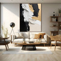 FLOWING: Black and Gold Abstract Textured Wall Art