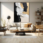 FLOWING: Black and Gold Abstract Textured Wall Art