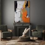 FORME: Abstract Orange Black Textured Wall Art