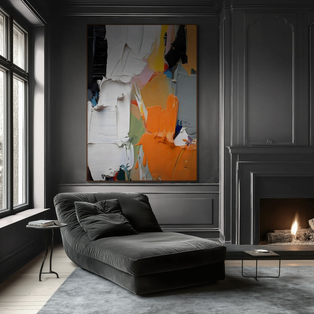 FORME: Abstract Orange Black Textured Wall Art