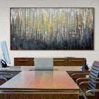 GOLDEN CASCADE: Impasto Liquid Gold Silver Midnight Rain Canvas