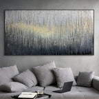 GOLDEN CASCADE: Impasto Silver White Downpour Gold River Canvas