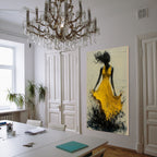 GOLDEN WHIRL: Impasto Dancer Wall Art Textured Canvas
