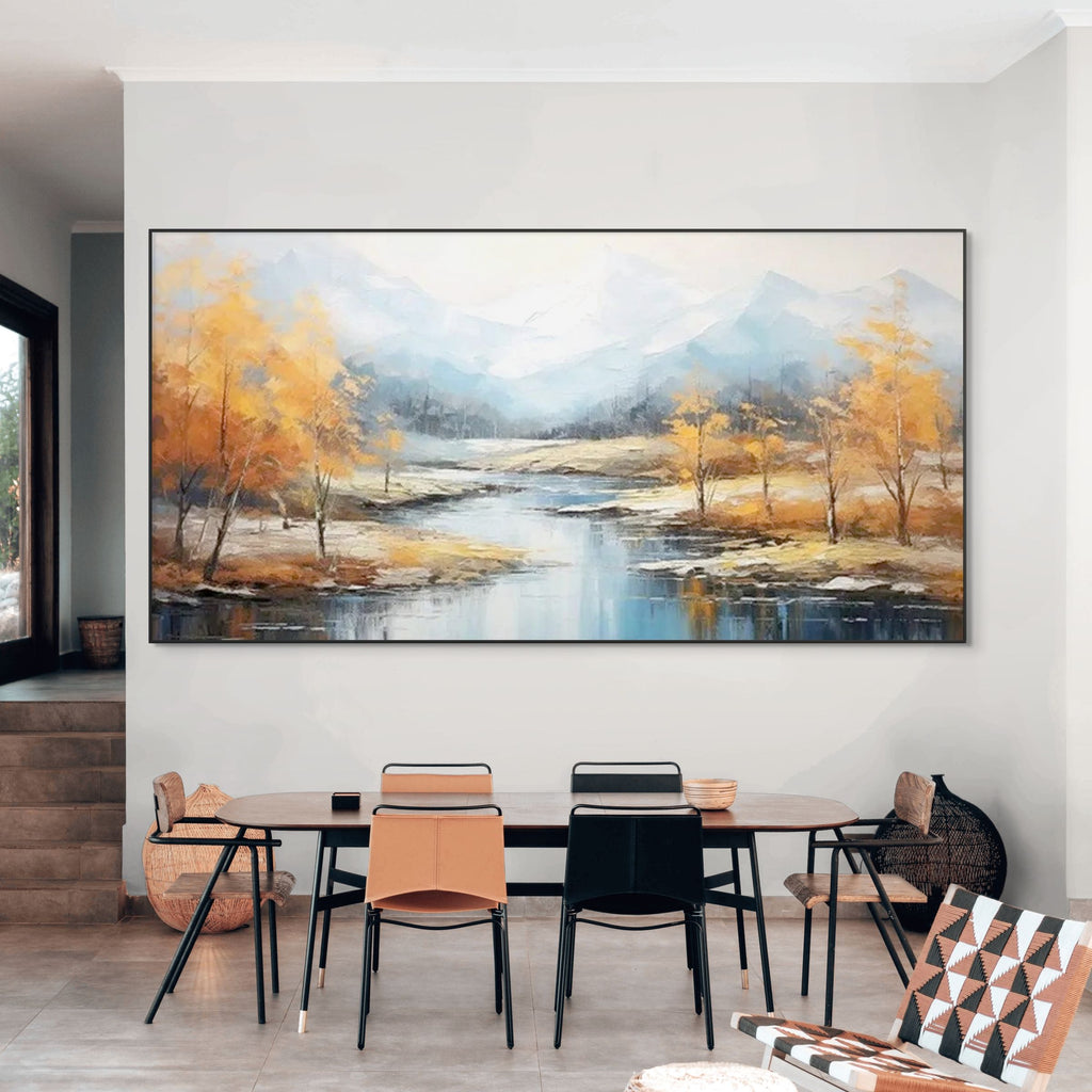 GOLDEN AUTUMN VALLEY: Serene Valley Landscape Canvas