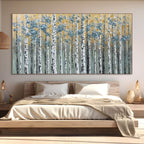 GOLDEN BIRCH GROVE: White Birch Gold Accent Canvas
