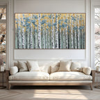 GOLDEN BIRCH GROVE: White Birch Gold Accent Canvas