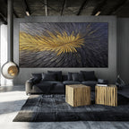 GOLDEN BLOOM: Textured Gold Black Abstract Floral Oil Painting