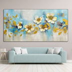 GOLDEN BLOSSOM DRIFT: Drifting Petals Gold Accent Painting
