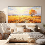 GOLDEN HARVEST: Textured Golden Field Sunset Glow Canvas