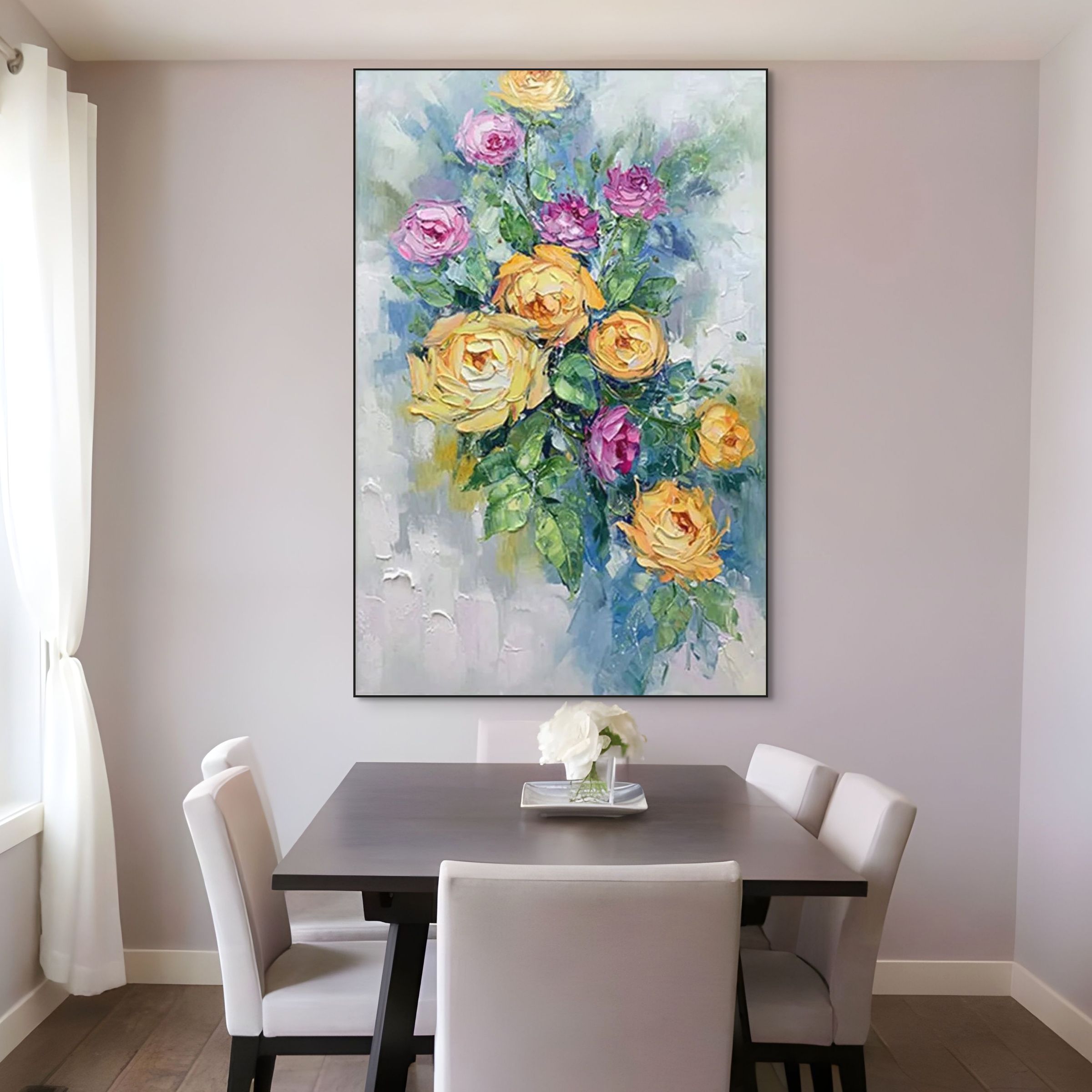 GOLDEN HOUR ROSES: Warm Light Floral Oil Painting
