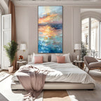 GOLDEN HOUR SEASCAPE: Vertical Coastal Sunset Wall Art