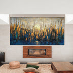 GOLDEN METROPOLIS: Gold Skyline Oil Painting