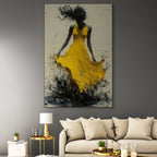 GOLDEN WHIRL: Impasto Dancer Wall Art Textured Canvas