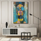 GOLDEN GAZE: Impasto Woman Portrait Wall Art Modern Canvas
