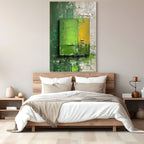GREEN AND YELLOW BLOCKS: Impasto Contrasting Color Abstract Canvas