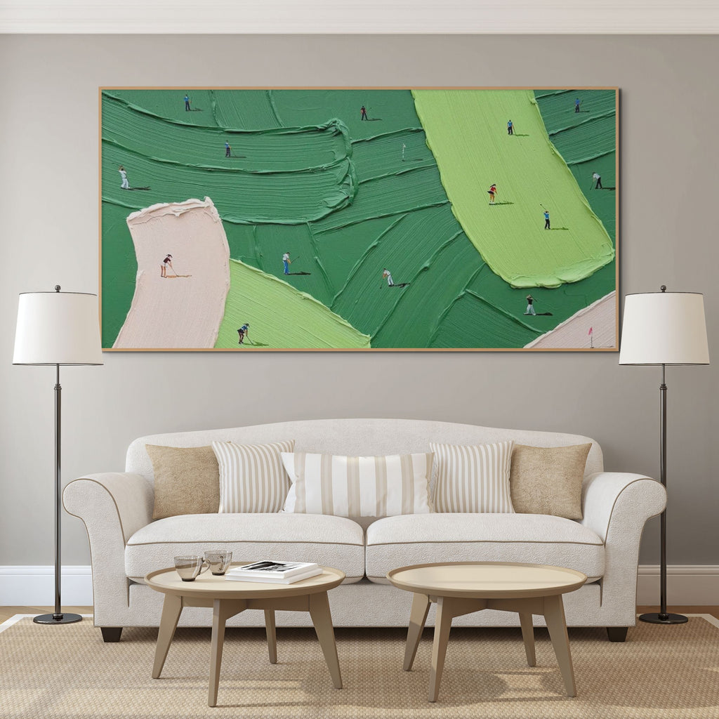 GREEN SWING: Textured Green Landscape Painting for Modern Decor