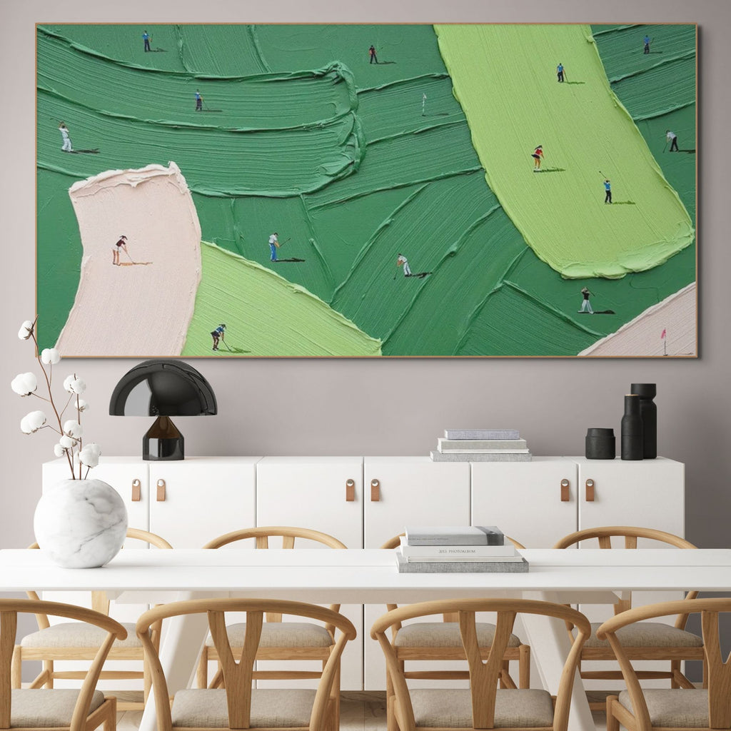 GREEN SWING: Textured Green Landscape Painting for Modern Decor