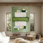 GREENFIELD ARENA: Textured Abstract Sports Art Serene Green Minimalist Field