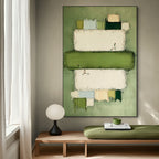 GREENFIELD ARENA: Textured Abstract Sports Art Serene Green Minimalist Field
