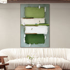 GREENFIELD DASH: Textured Abstract Sports Art Lush Green Energetic Motion