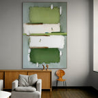 GREENFIELD DASH: Textured Abstract Sports Art Lush Green Energetic Motion