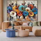 HARMONY IN HUES: Textured Musicians Palette Knife Painting
