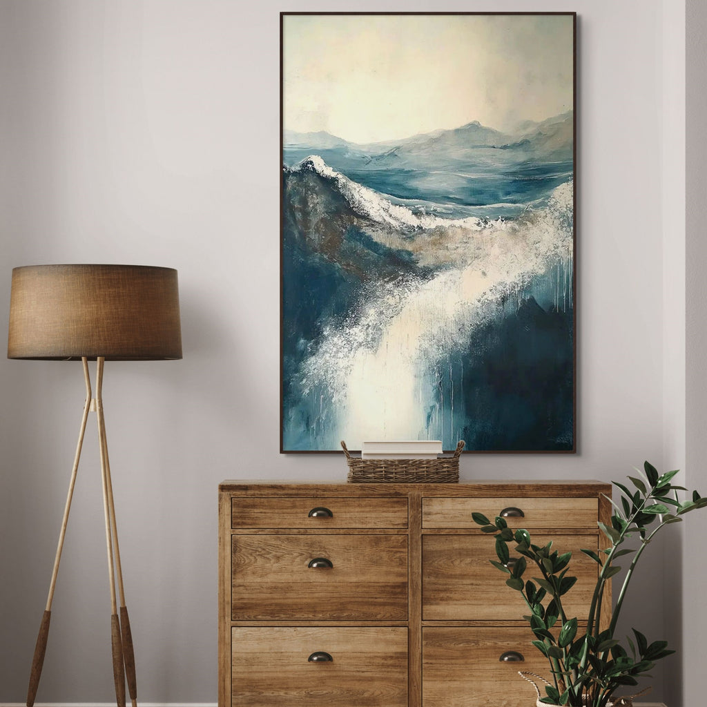 HIGHLAND MIST: Atmospheric Irish Countryside Blues Browns And White Canvas