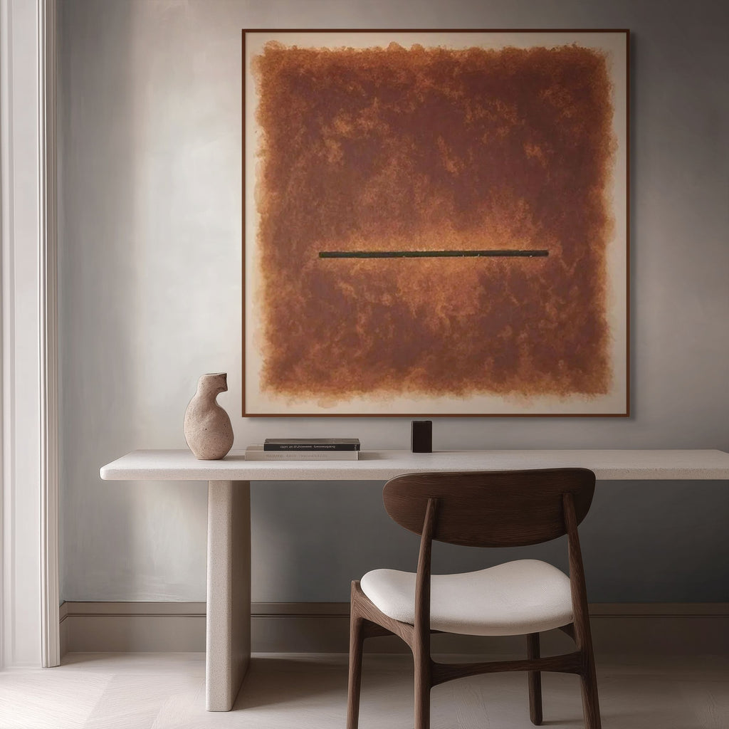 HORIZON: Textured Minimalist Earthy Brown Single Defining Line Canvas