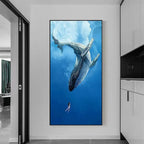 WHALE ENCOUNTER: Whale and Diver Ocean Wall Art