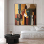 CUBIST GATHERING: Abstract Figure Wall Art Canvas