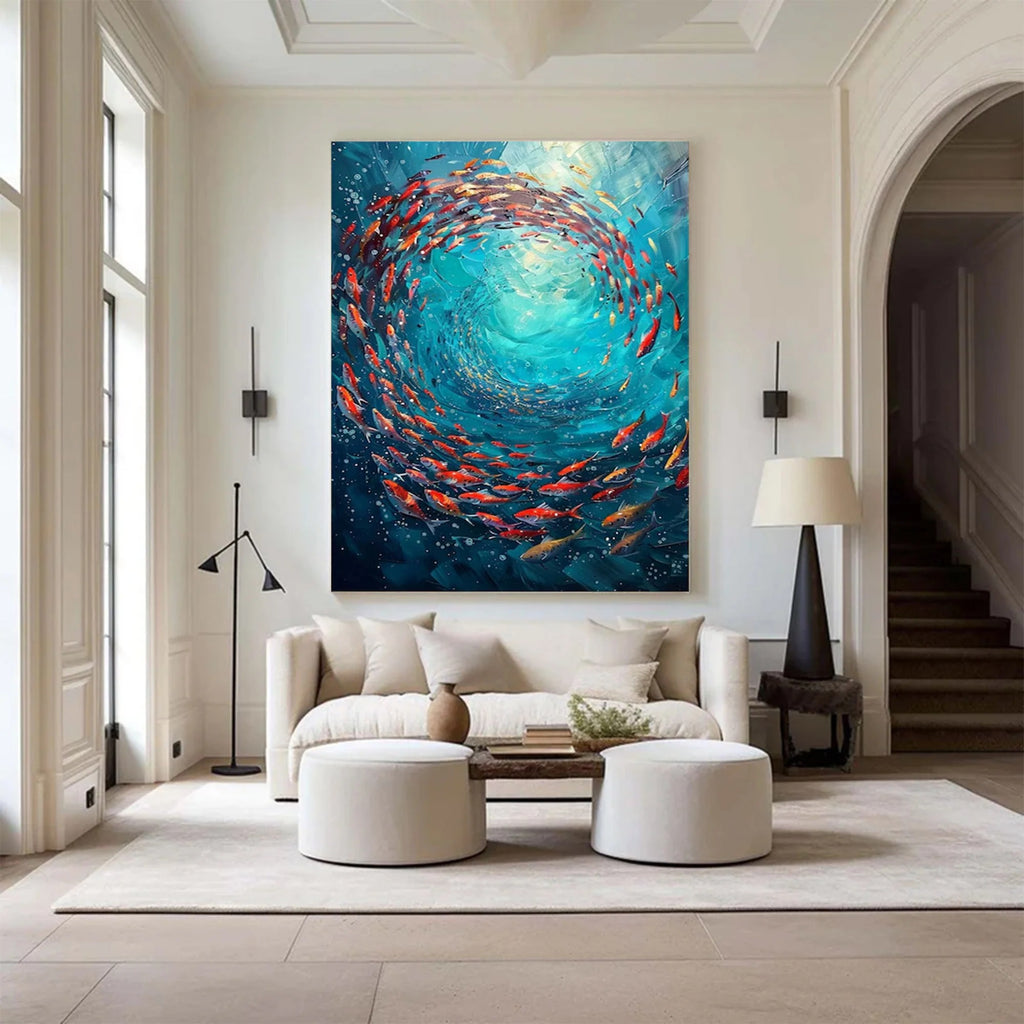 CORAL SWIRL: Colorful Ocean Wall Art Canvas