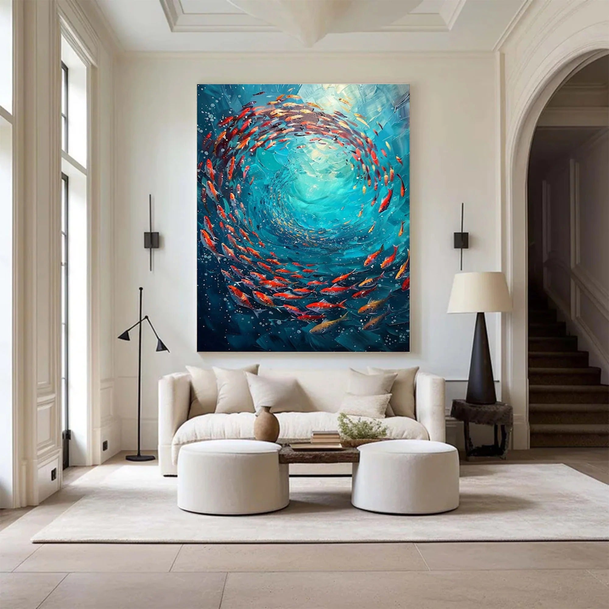 CORAL SWIRL: Colorful Ocean Wall Art Canvas