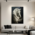 WHITE HORSE: Black and White Horse Wall Art Canvas