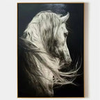 WHITE HORSE: Black and White Horse Wall Art Canvas