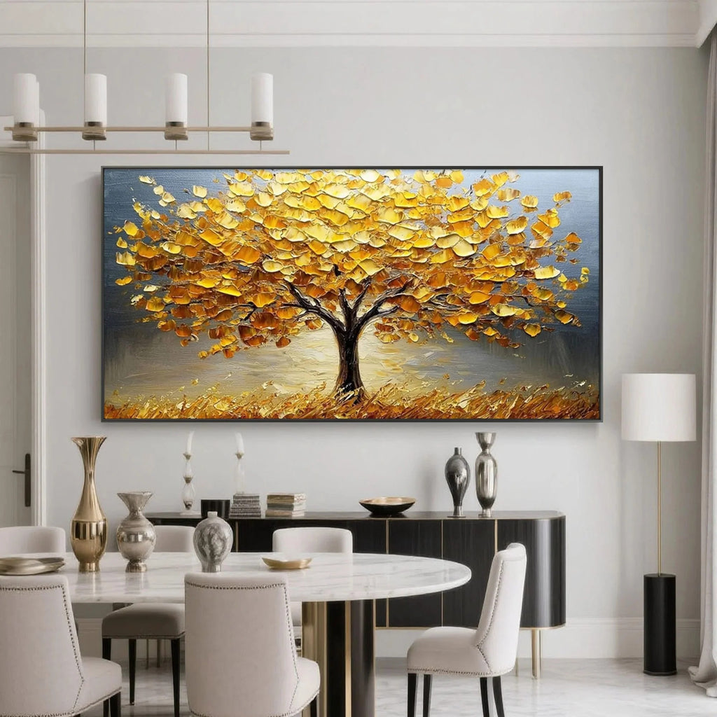TWILIGHT GROVE: Golden Tree Wall Art Canvas