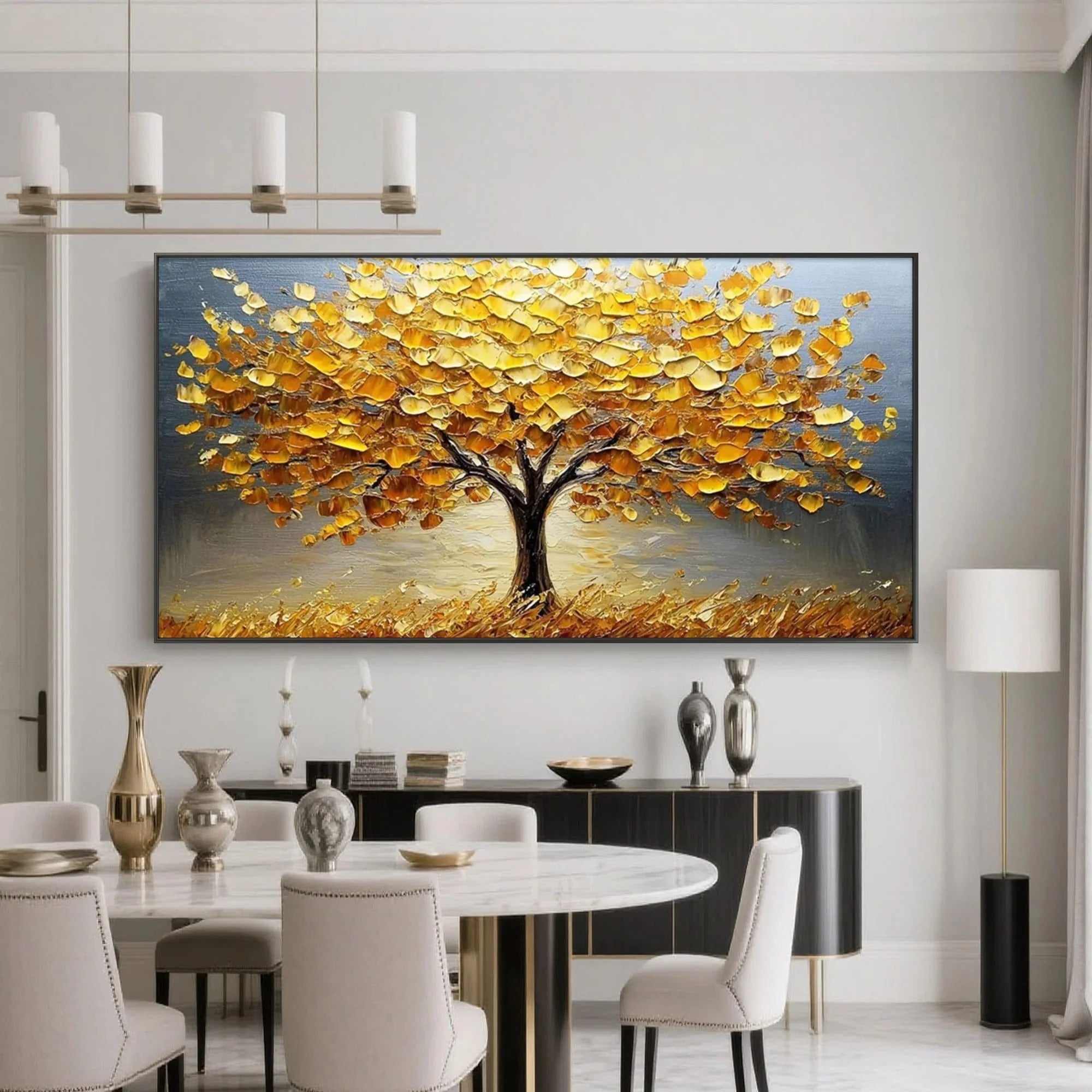 TWILIGHT GROVE: Golden Tree Wall Art Canvas