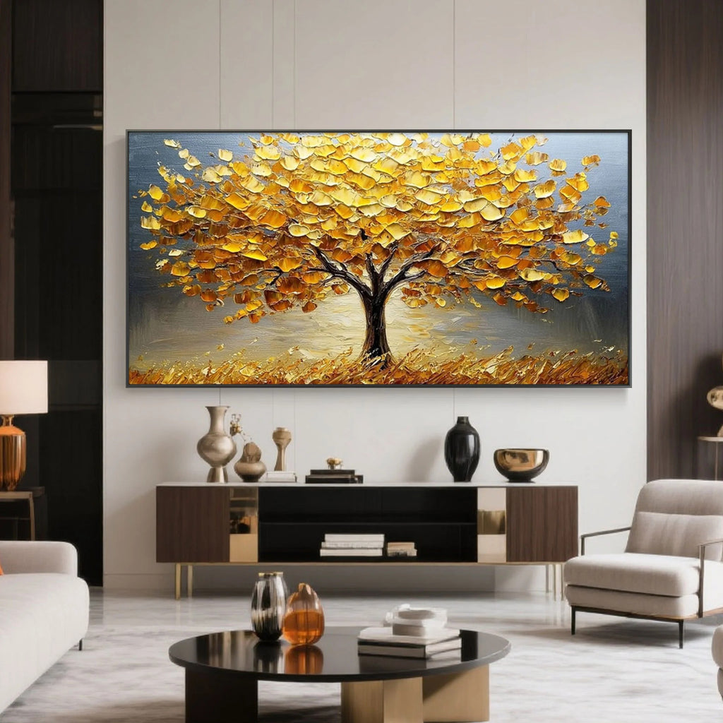 TWILIGHT GROVE: Golden Tree Wall Art Canvas